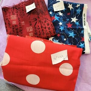 Red and Blue Fabric Bundle with Patterns